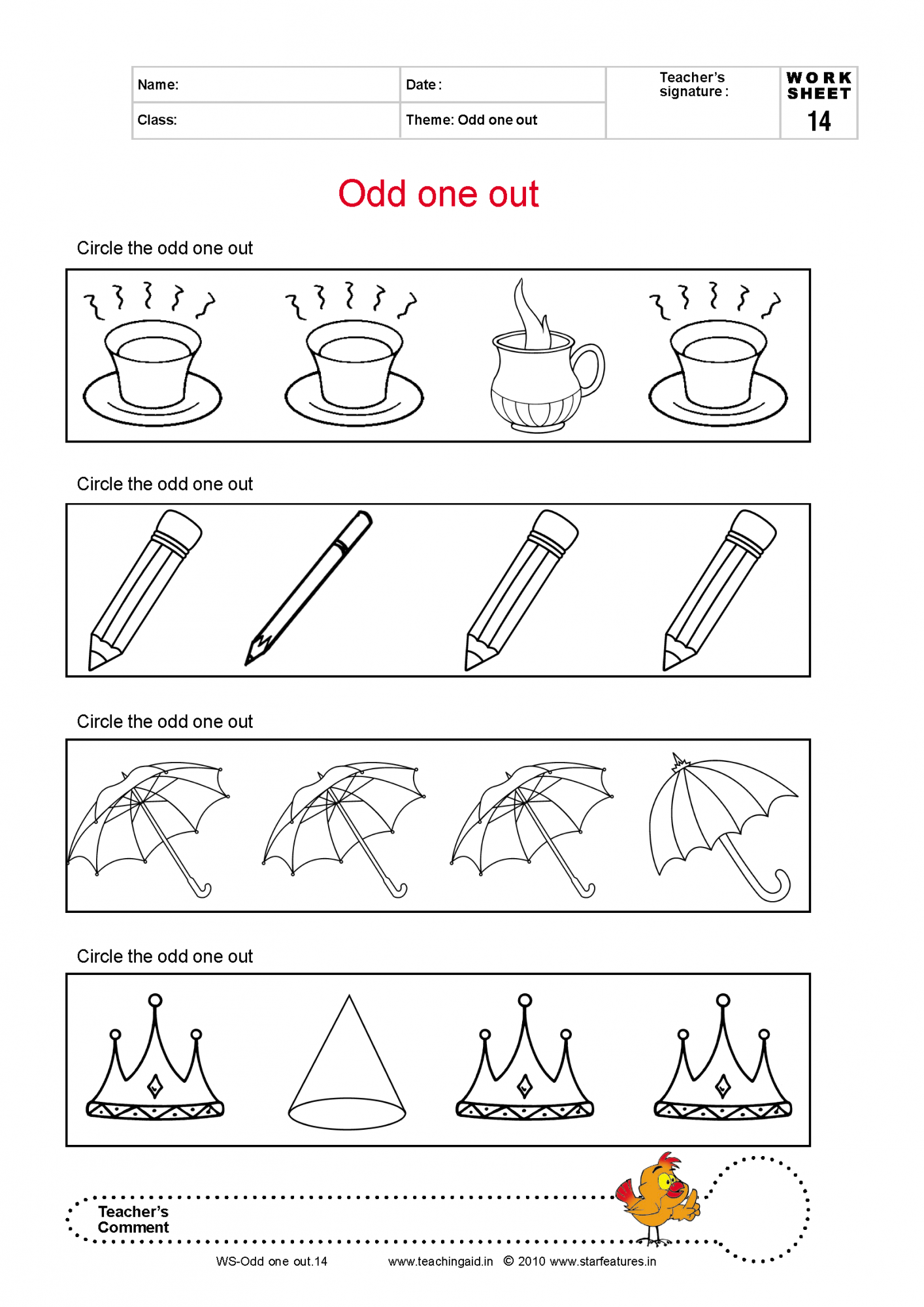 odd one out worksheets for preschoolers